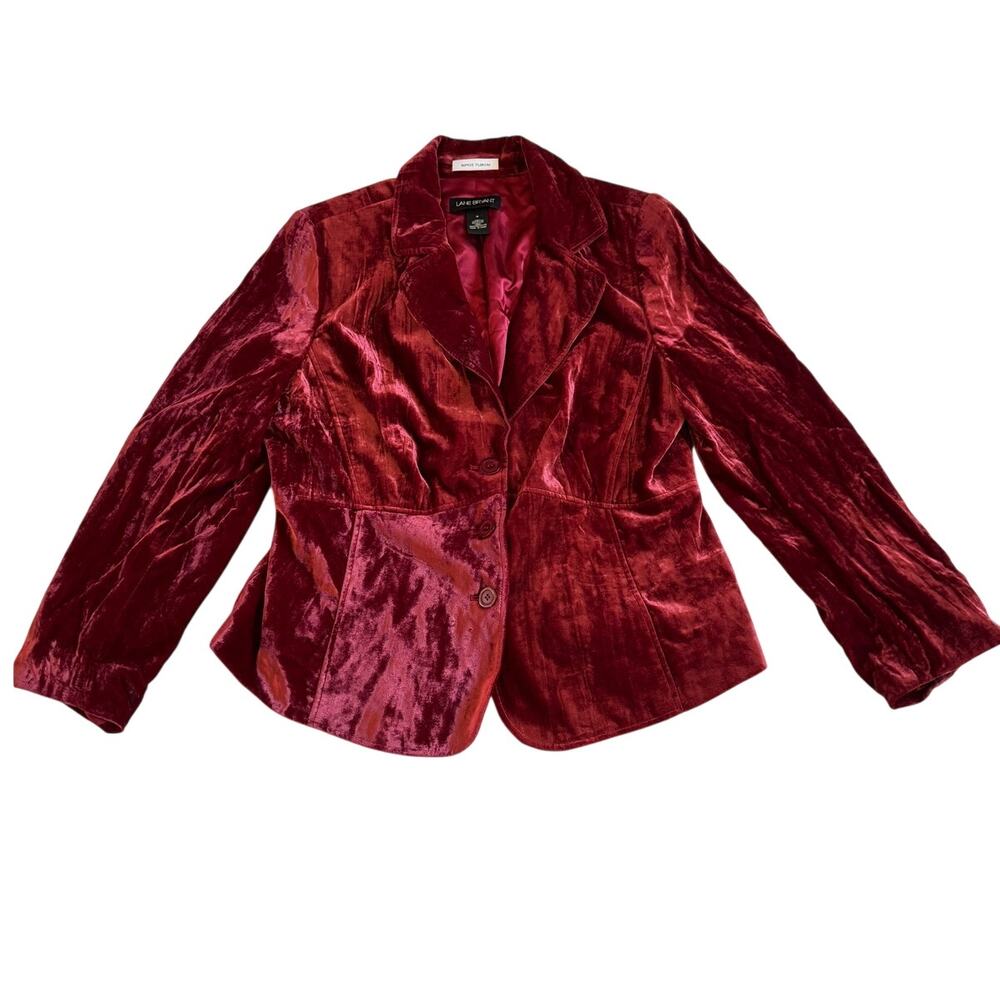 Lane Bryant Sophie Florian Rich Red Velvet Blazer Jacket 16 Button Front Lined